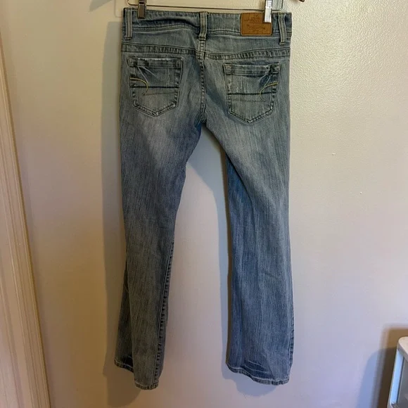 Y2K American Eagle AE Artist Low Rise Flare Stretch Jeans Size 4 Long - Picture 9 of 10